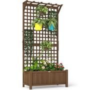 Trellis Planter Box Garden Wooden Raised Bed for Climbing Plants Flowers