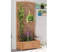 Outsunny Garden Wooden Planter Box With Trellis Flower Raised Bed 76X36X170Cm - Brown