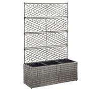 Trellis Planter Poly Rattan Grey 83x30x130 cm with 2 Removable Pots OutdoorDecor