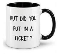 Trelqani Tech Support Gifts, Funny IT Coffee Mug for Coworkers, 11 oz | "But Did You Put in a Ticket?" help desk humor on a white ceramic mug with a black rim and handle; printed on both sides