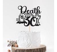 Trelsan Black Glitter Death to My 30’s Cake Topper, Rip Thirties Decorations, Rip to My 30s Cake Decoration, Funeral Birthday Party Decoration, Death to My Youth 40th Birthday Party Decorations