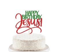 Trelsan Happy Birthday Jesus Cake Topper, Jesus Birthday, Good Friday Cake Decorations, Eve Xmas Party, Christmas Theme Birthday Party Selected Cake Decor Supplies, Christmas Religious Decorations