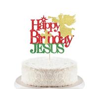 Trelsan Happy Birthday Jesus Cake Topper, Jesus Birthday, Good Friday Cake Decorations, Eve Xmas Party, Christmas Theme Birthday Party Selected Cake Decor Supplies, Christmas Religious Decorations