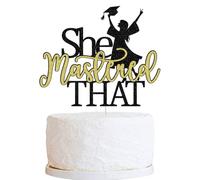 Trelsan She Mastered That Cake Topper, She Came She Saw She Mastered/Mastered It, She Did It Master Degree Graduation Party Decorations Supplies for Her, 2026 Graduation Party Decor (Black Gold 4)