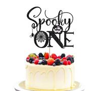 Trelsan Spooky One Cake Topper, Halloween Spooky Little Boo Glitter Happy 1st Birthday Cake Topper, Happy Boo Day Halloween Theme Baby's 1st Birthday Party Decorations