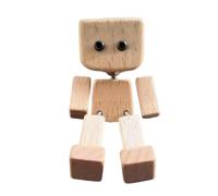 Trembling Timber Figure - Bobble Human Sculpture, Swinging Wooden Model | Wagging Head Ornament, Adjustable Carved Doll, Motion Character, Balancing Handmade Piece, Wiggling Decorative Art Form