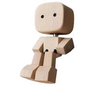 Trembling Wooden Man Figurine 8x5cm Charming Small Wooden Figurine Waving Shaking Man Figures for Bedroom Car Library Office Decoration