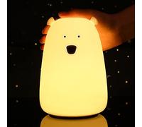 Tremdwoto Bear Night Light Kids Room,7 Color Changing LED Portable Touch Lamp for Bedroom, USB Chargeable Silicone Animal Nightlight Gift for Baby Children Nursery Toddler Girl Kawaii Decor