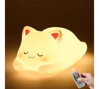 Tremdwoto Cat Night Light with Remote for Kids,Cute 7 Colors Baby Girl Squishy Night Lights Lamp with Timer Kitty Light Dimmable Nursery Lamp USB Charging Bedroom Deco,Gifts for Boys and Girls