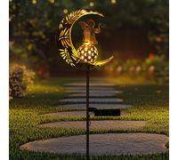 Tremdwoto Fairy Moon Solar Lights Outdoor Garden Gifts for Women,Waterproof LED Stake Lights Angel,Decor for Courtyard Grave Lawn Patio Ornaments, Mothers Day Birthday Housewarming Gifts for Mom