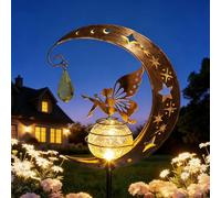 Tremdwoto Solar Lights Garden Decorations, Moon Fairy Light, Solar Crackle Glass Globe, Warm LED Light for Pathway Lawn Patio Courtyard Garden Gifts for Mom Grandma Women