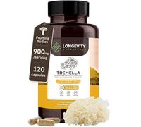 Tremella Mushroom Capsules Supplement (120) | Fruiting Body 10:1 High Strength Snow Fungus Extract | 10% Beta-D Glucans | 9,000mg Raw Equivalent Per Serving | No Fillers | Skin, Hair & Brain Support