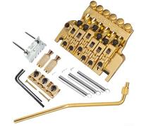 Tremolo Bridge Set for Electric Guitars Double Locking Mechanism for Precision Tuning (Gold)