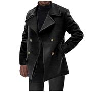Trench Coat for Men Clearance,Wool Long Trench Coat Men,Winter Solid Turndown Long Sleeve Parkas Coat Classic Business Double Breasted Overcoat Casual Slim Fit Windbreaker Warm Pea Coat UK Size 8-18