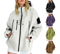 trench coats for women Lightweight Hooded Raincoat Women Windbreaker Waterproof Active Outdoor Trench Coats Zipper Quick Dry Rain Jacket for Hiking Walking Cycling (White, XXL)