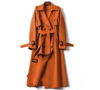 Trench Coats for Women Long Button Down Solid Color Longline Overcoat Lightweight Jackets Windproof Outerwear Lapel Collar Double Breasted Peacoat with Belt and Pockets