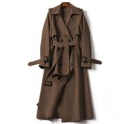 Trench Coats for Women Long Button Down Solid Color Longline Overcoat Lightweight Jackets Windproof Outerwear Lapel Collar Double Breasted Peacoat with Belt and Pockets