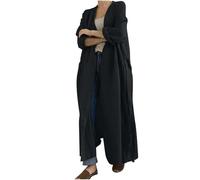 Trench Coats for Women Maxi Cotton Knitwear Oversized Baggy Shirts Casual Solid Color Long Sleeve Coat Ladies Classic Open Front Longline Cardigan Long Floaty Coat Collared Top Outerwear Plus Size