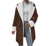 Trench Coats for Women Winter Faux Suede Shearling Coat Thermal Sherpa Fleece Lined Long Pea Coats Warm Outwear Sheepskin Buckle Jackets Casual Parka Thicken Plush Overcoat L