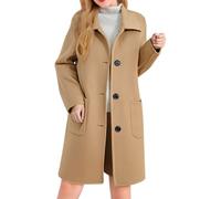 Trench Coats for Women Woolen Overcoat Double Breasted Long Jacket Peacoat Solid Turn-down Collar Winter Jacket Business Casual Smart Outwear with Pockets Slim Fit Trench Coat Elegnat Cardigan