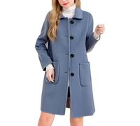 Trench Coats for Women Woolen Overcoat Double Breasted Long Jacket Peacoat Solid Turn-down Collar Winter Jacket Business Casual Smart Outwear with Pockets Slim Fit Trench Coat Elegnat Cardigan