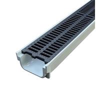 Trench Drain Grate,Channel Drain System - Non-Slip Resin Plastic Trench Drain Kit with Grate & Strainers, 60/100 cm Floor Drain for Sidewalks, Lawns, and Plazas (100x21x20 cm)