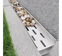 Trench Drain Kit with Resin Base and Perforated Cover for Driveways and Patios, Hidden Design for Pebble Top Layer