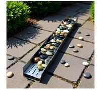 Trench Drain System, Stainless Steel Channel Drain, Linear Rain Gutter Strainers for Yard Garden Farm Deck, Removable Grate for Efficient Water Management