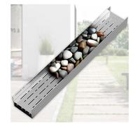 Trench Drain System with Metal Cover, Deep Channel Drain Kit for Rainwater Management in Garden, Balcony, Patio, and Garage, 9.45in x 5.91in
