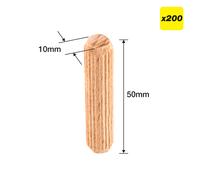 Trend 10 X 50Mm Wooden Dowels 200 Pack DWL/10X50/200
