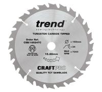 Trend 165mm Craft Saw Blade 16mm Bore 24T Thin Kerf Cordless Circular Saw Blade