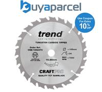 Trend 165mm Craft Saw Blade 16mm Bore 24T Thin Kerf Cordless Circular Saw Blade