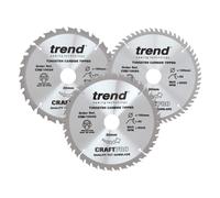 Trend Wood Circular Saw Blades, 190mm Diameter, 30mm Bore, 24/40/60 Teeth, 2.6mm Kerf, +15° Hook, TCT, Medium/Fine/Extra-Fine Finish, 3 Pack, CSB/190/3PK