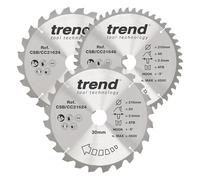 Trend Wood Mitre Saw Blade, 216mm Diameter, 30mm Bore, 24/48 Teeth, 2.6mm Kerf, -5° Hook, TCT, Coarse/Fine Finish, 3 Pack, CSB/CC216/3/A
