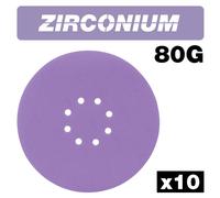 Trend Zirconium Random Orbital Sanding Disc 10Pc 225Mm 80 Grit Pk 1 AB/225/80Z
