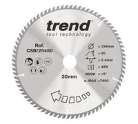 Trend 254mm 80T Circular Saw Blade, 30mm Bore, Extra-Fine Finish