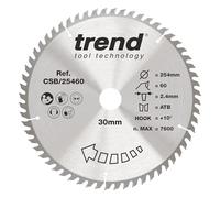 Trend Wood Circular Saw Blade, 254mm Diameter, 30mm Bore, 60 Teeth, 2.4mm Kerf, +10° Hook, TCT, Fine Finish, CSB/25460