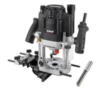 Trend 3-1/4 HP Dual Mode Plunge Router with 1/2 Inch Collet and Straight Two Flute Router Bit, Carbide Tipped,