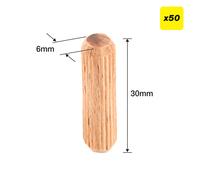 Trend 6 X 30Mm Wooden Dowels 50 Pack DWL/6X30/50