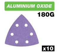 Trend Aluminium Oxide Delta Sanding Sheet 180 Grit 93Mm 10Pc Pack 1 AB/OSC/180A