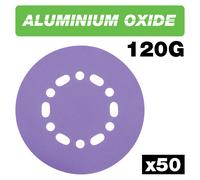 Trend Aluminium Oxide Random Orbital Sanding Disc 120 Grit 150Mm 50Pc Pk 1 AB/150/120A/B