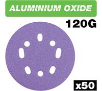 Trend Aluminium Oxide 125mm Random Orbit 120 Grit Abrasive Sanding Disc, AB/125/120A/B, Pack of 50