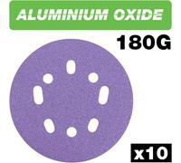 Trend Aluminium Oxide 125mm Random Orbit 180 Grit Abrasive Sanding Discs, AB/125/180A, Pack of 10