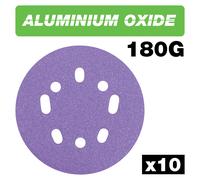 Trend Aluminium Oxide Random Orbital Sanding Disc 180 Grit 125Mm 10Pc Pk 1 AB/125/180A
