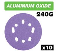 Trend Aluminium Oxide Random Orbital Sanding Disc 240 Grit 125Mm 10Pc Pk 1 AB/125/240A