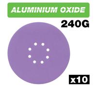 Trend Aluminium Oxide 225mm Random Orbit 240 Grit Abrasive Sanding Disc, AB/225/240A, Pack of 10