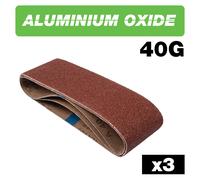 Trend Aluminium Oxide 75 x 533mm 40 Grit Abrasive Sanding Belt, AB/B75A/40A, Pack of 3