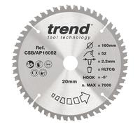 Trend Aluminium & Plastic Circular Saw Blade, 160mm Diameter, 20mm Bore, 52 T...