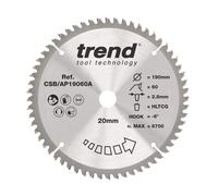 Trend Aluminium/Plastic Circular Saw Blade 190Mm X 20Mm X 60T CSB/AP19060A