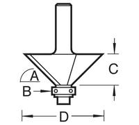 Trend CraftPro Chamfer Router Cutter Bit, 1/2 Inch Shank, 51mm Cut Diameter & 45 Degree V Groove, Tungsten Carbide Tipped, C197X1/2TC, Silver